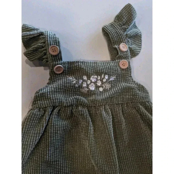 Vtg PatPat Corduroy Romper‎ Toddler 18-24M Forest Green Embroidered Wood Buttons - Picture 3 of 7